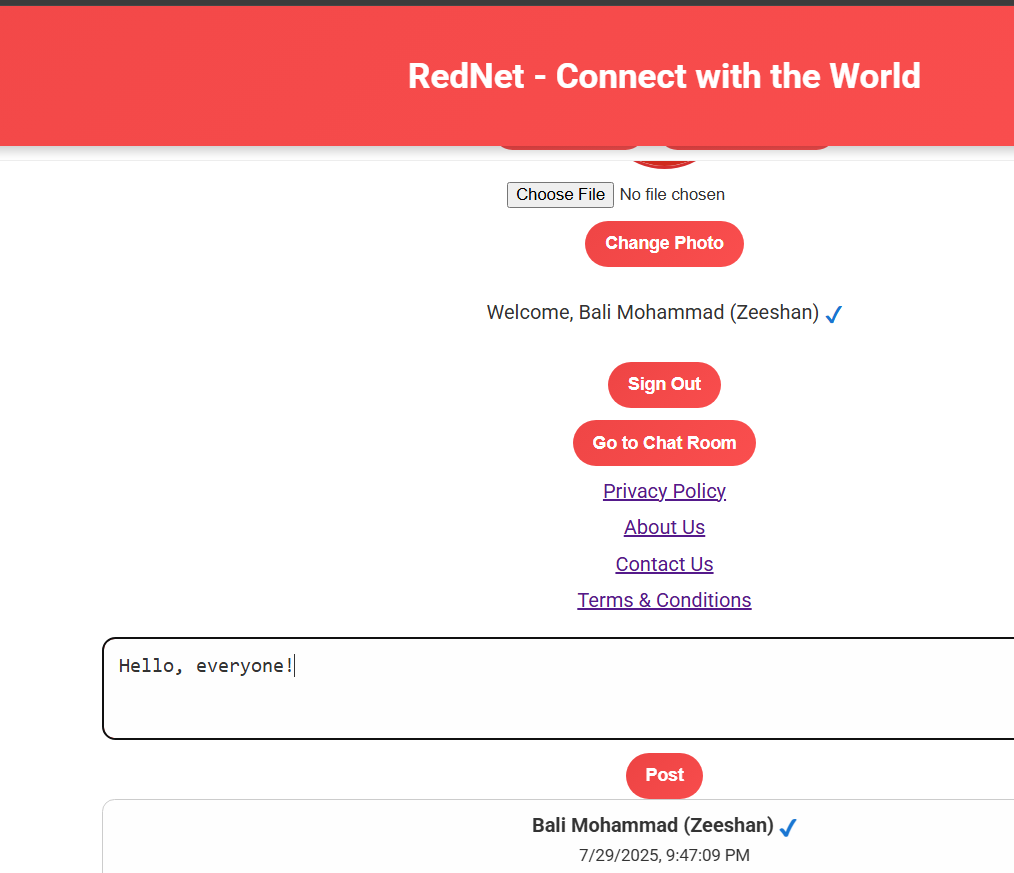 RedNet Login Page